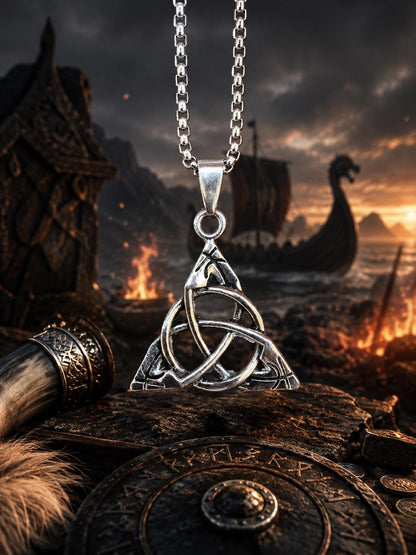 Keltischer Knoten Edelstahl Anhänger Kette Triskele  hochwertig massiv Silbern Mann Er Sohn Bruder Geschenk Wikinger Ethno Boho Viking WOW