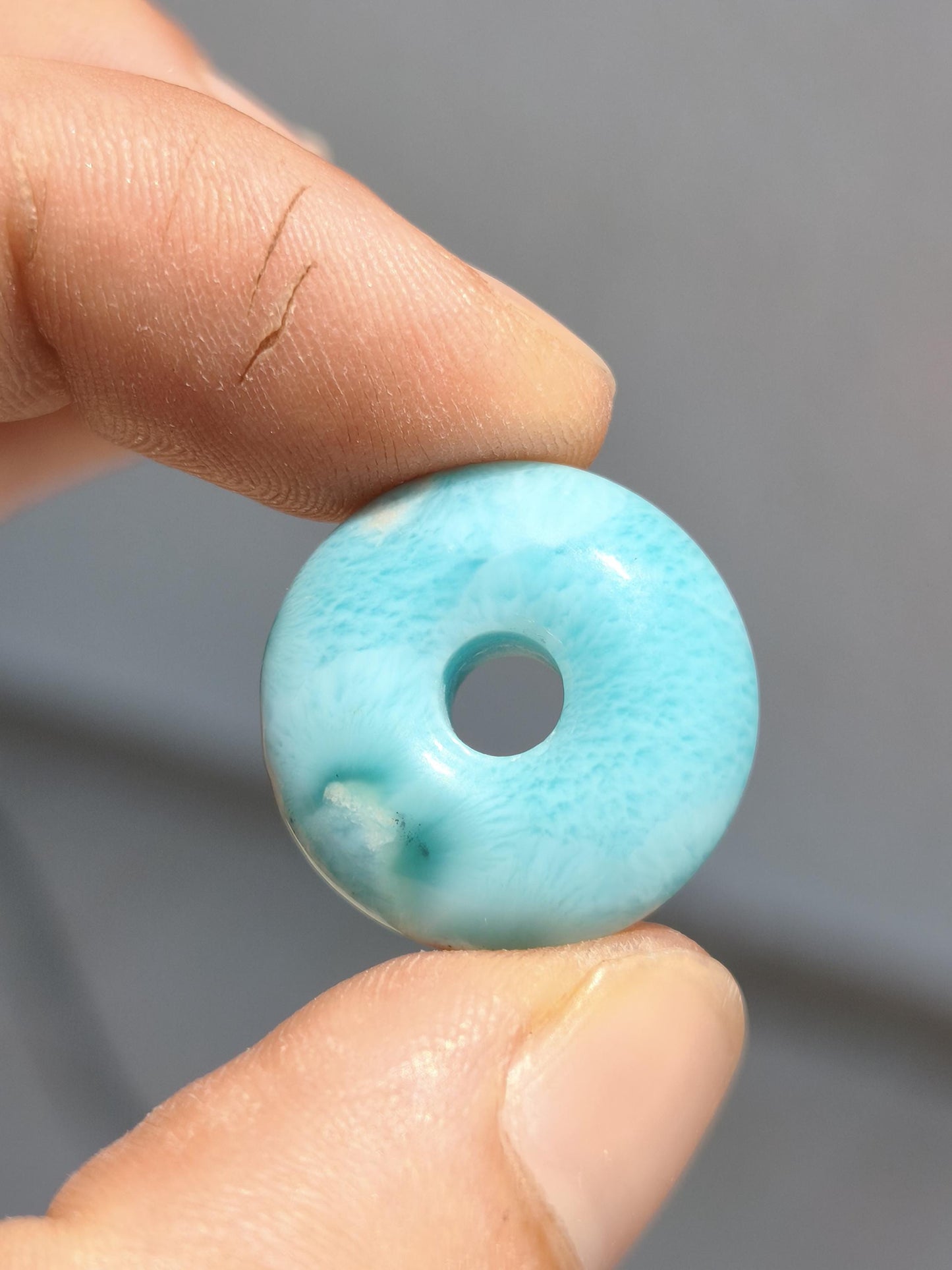AAA Larimar Protection Donut Gemstone Necklace Blue Healing Stone Rarity Natural Woman Gift Man Woman He She Energy Power Luck