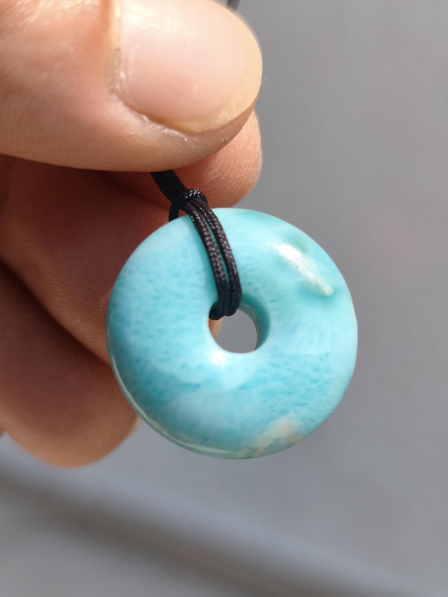 AAA Larimar Protection Donut Gemstone Necklace Blue Healing Stone Rarity Natural Woman Gift Man Woman He She Energy Power Luck