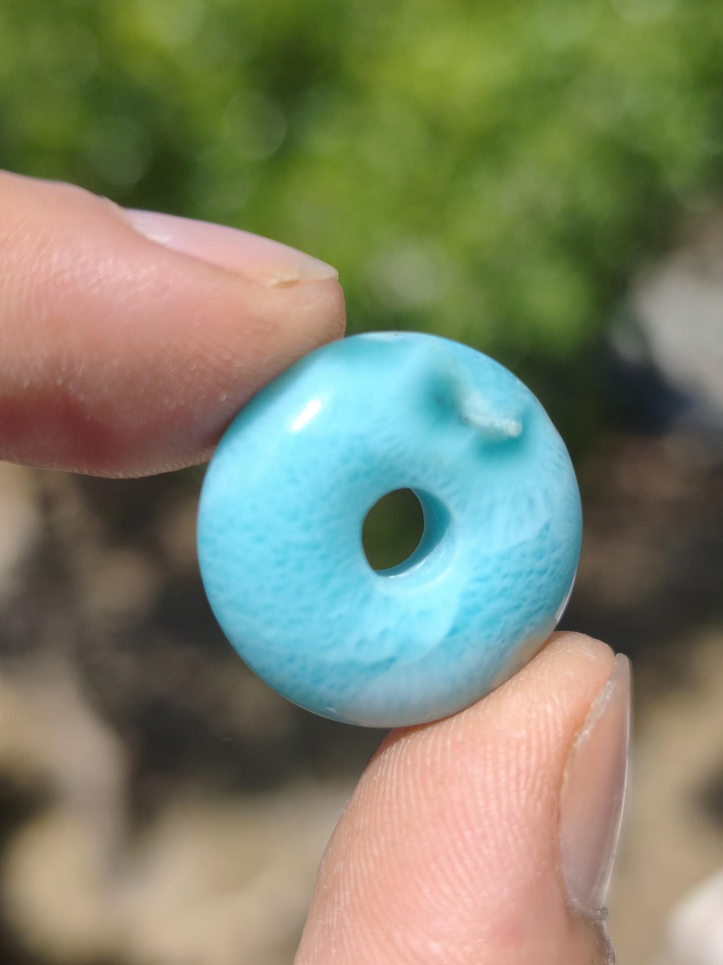 AAA Larimar Protection Donut Gemstone Necklace Blue Healing Stone Rarity Natural Woman Gift Man Woman He She Energy Power Luck