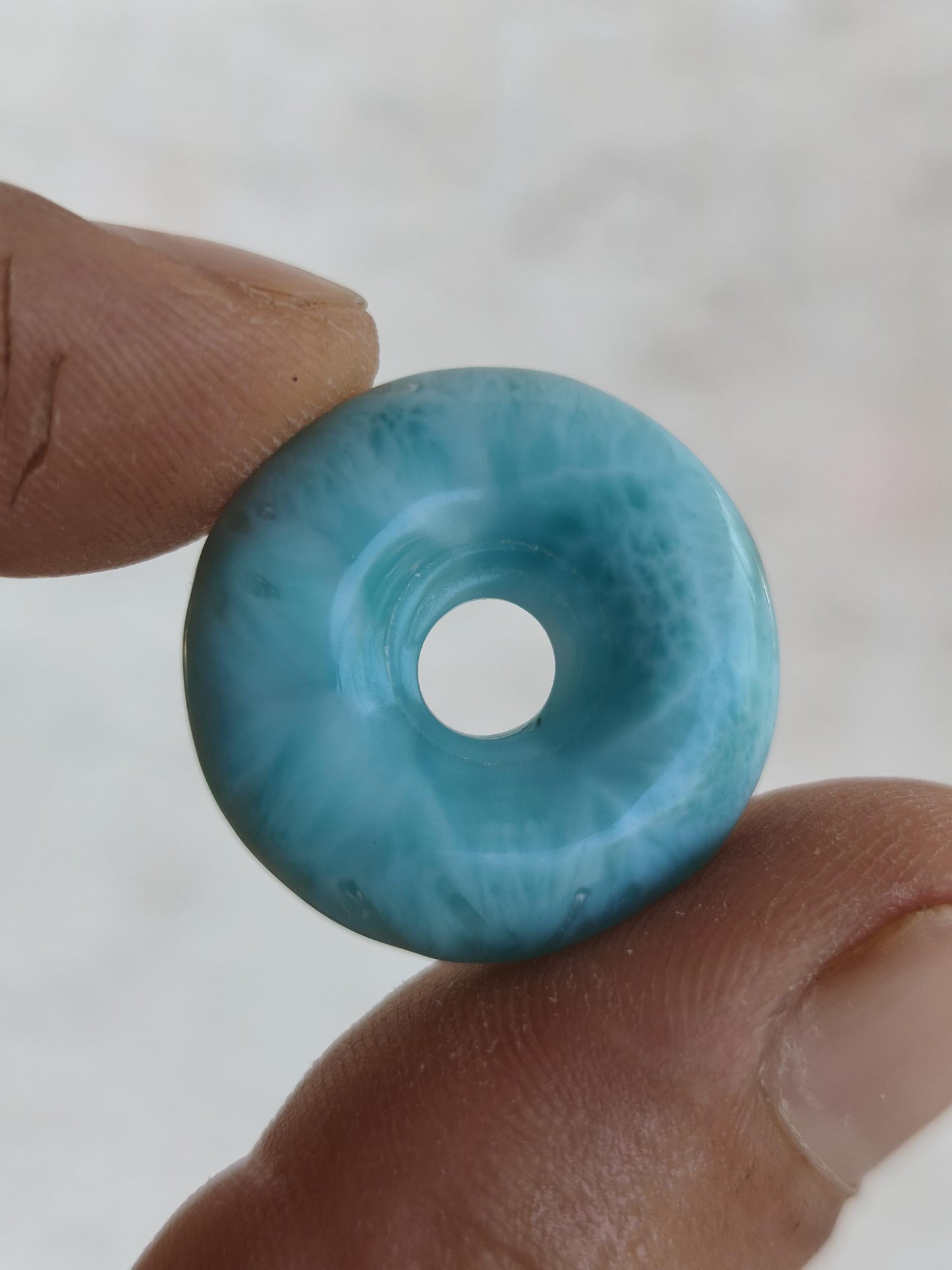 AAA Larimar Protection Donut Collier Pierre précieuse bleue Pierre de guérison Rareté Nature Femme Cadeau Homme Femme Elle Lui Énergie Force Chance