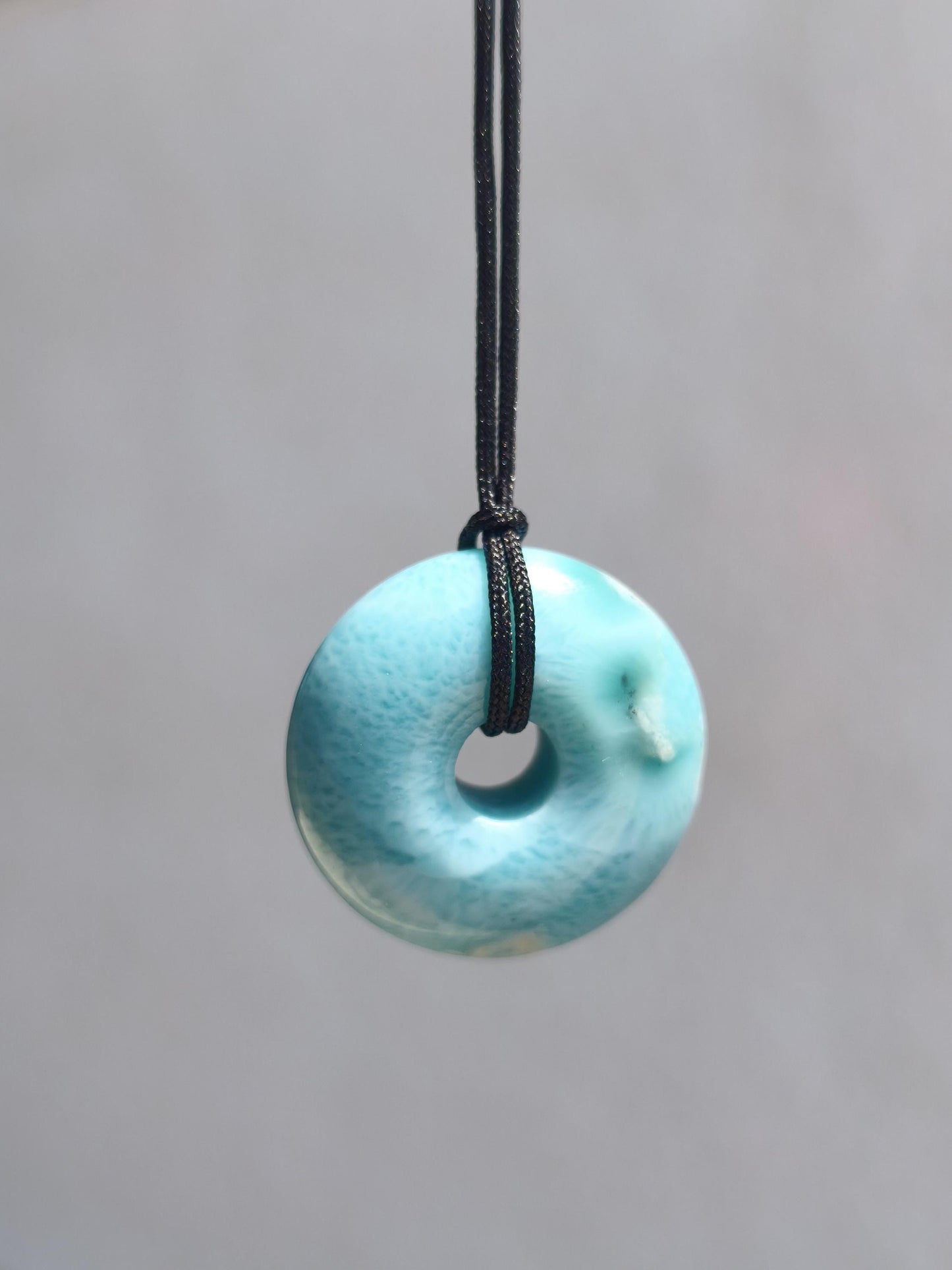AAA Larimar Protection Donut Gemstone Necklace Blue Healing Stone Rarity Natural Woman Gift Man Woman He She Energy Power Luck