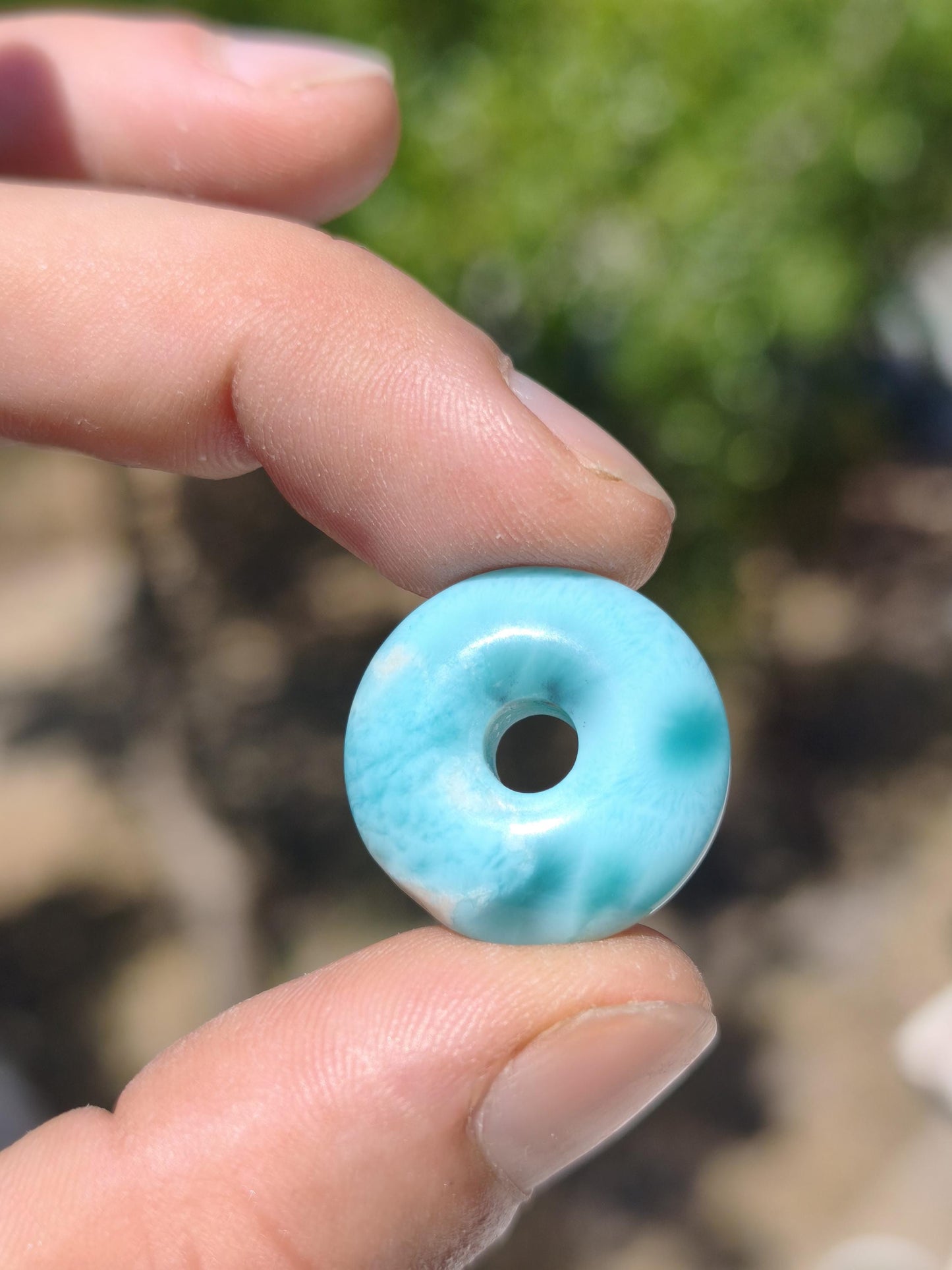 AAA Larimar Protection Donut Gemstone Necklace Blue Healing Stone Rarity Natural Woman Gift Man Woman He She Energy Power Luck
