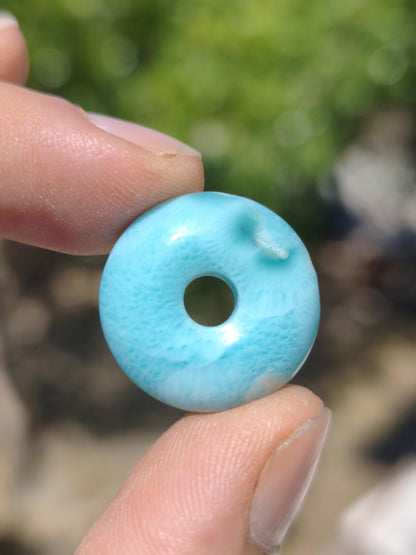 AAA Larimar Protection Donut Gemstone Necklace Blue Healing Stone Rarity Natural Woman Gift Man Woman He She Energy Power Luck