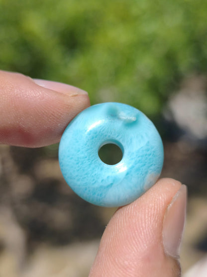 AAA Larimar Protection Donut Gemstone Necklace Blue Healing Stone Rarity Natural Woman Gift Man Woman He She Energy Power Luck