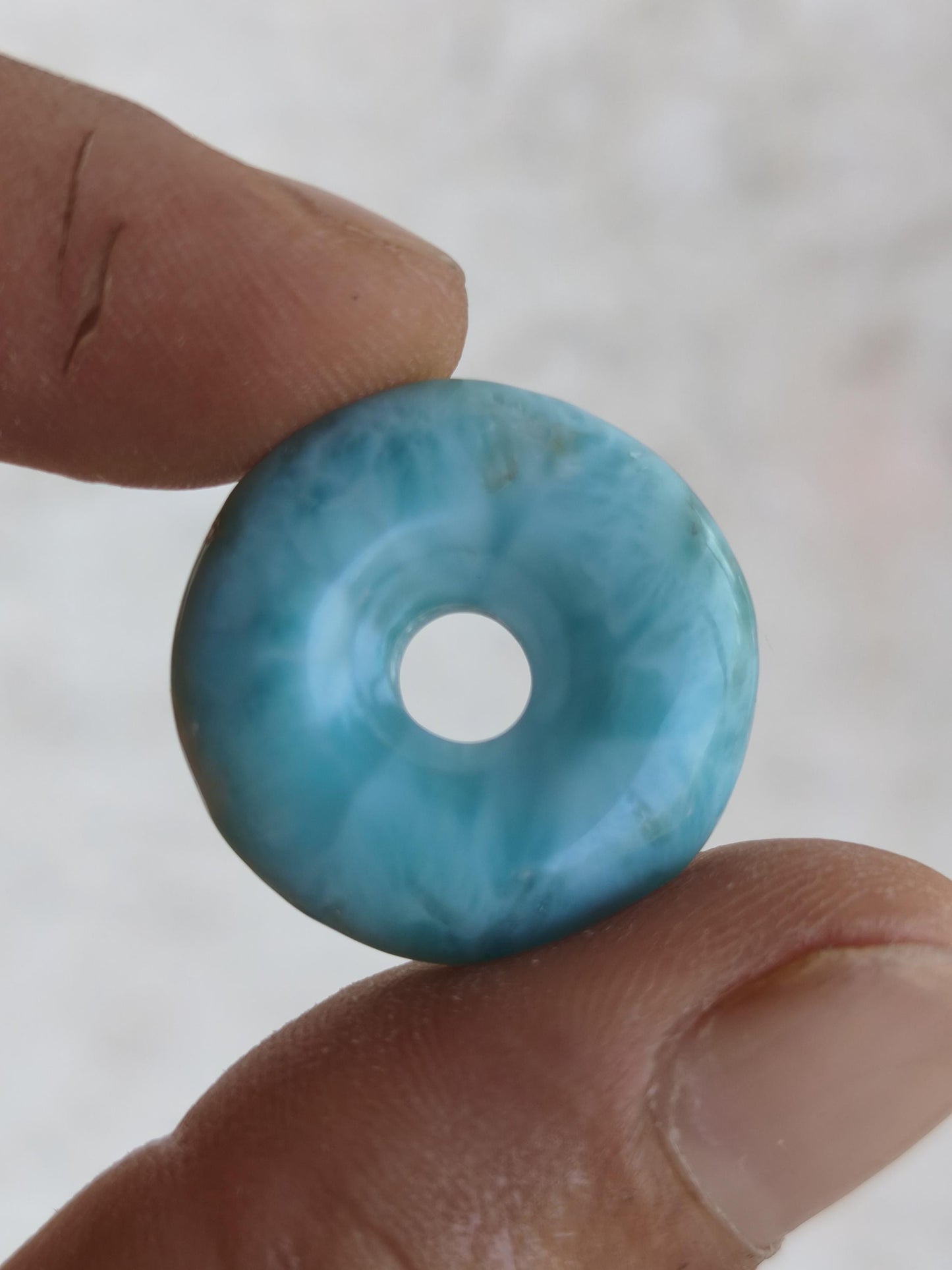 AAA Larimar Protection Donut Collier Pierre précieuse bleue Pierre de guérison Rareté Nature Femme Cadeau Homme Femme Elle Lui Énergie Force Chance