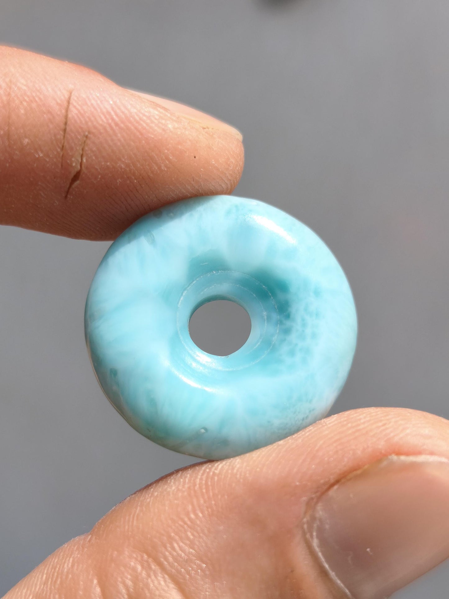 AAA Larimar Protection Donut Collier Pierre précieuse bleue Pierre de guérison Rareté Nature Femme Cadeau Homme Femme Elle Lui Énergie Force Chance