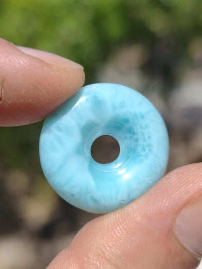 AAA Larimar Protection Donut Collier Pierre précieuse bleue Pierre de guérison Rareté Nature Femme Cadeau Homme Femme Elle Lui Énergie Force Chance