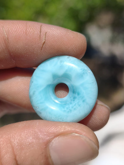 AAA Larimar Protection Donut Collier Pierre précieuse bleue Pierre de guérison Rareté Nature Femme Cadeau Homme Femme Elle Lui Énergie Force Chance