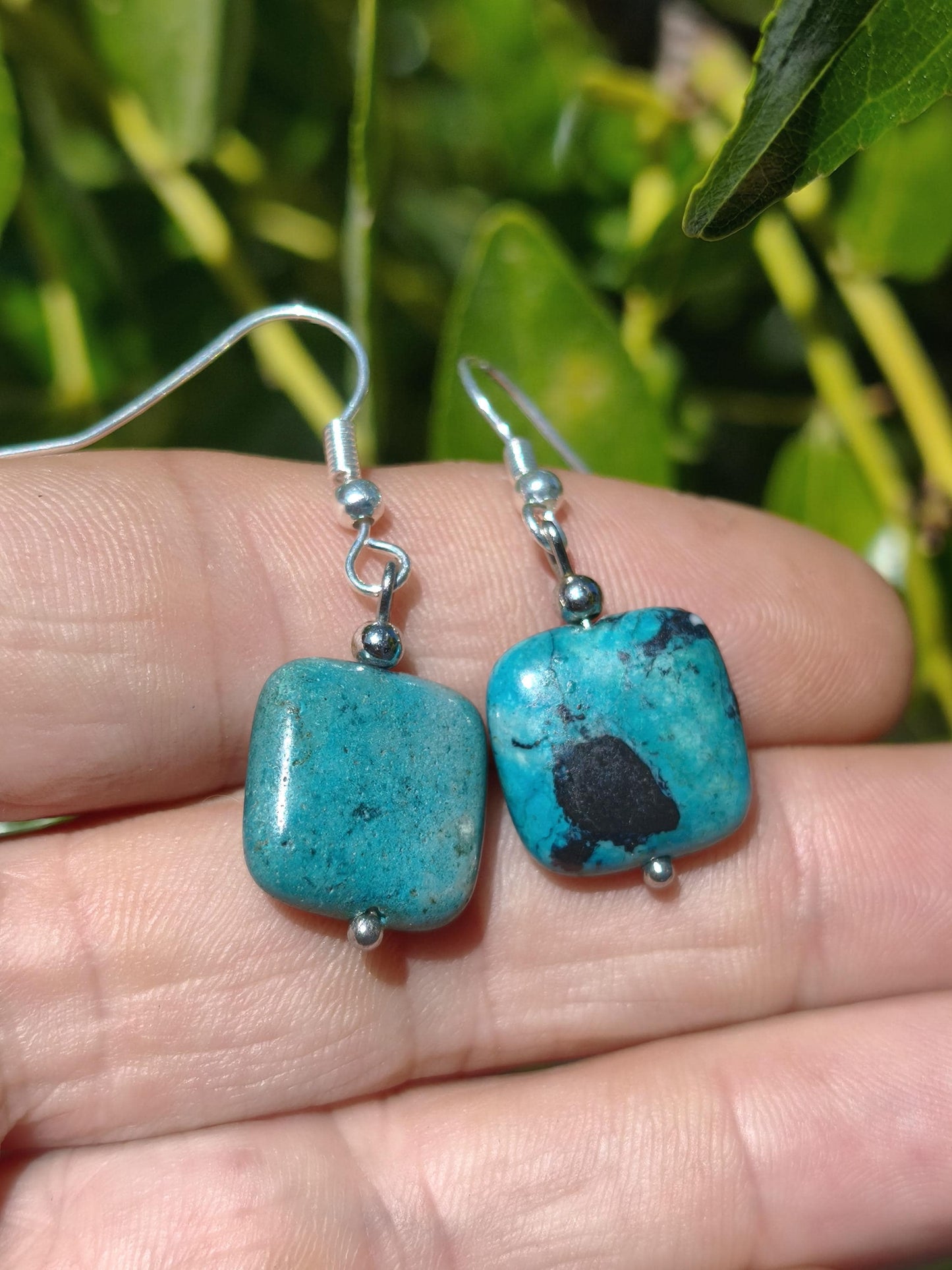 Variscite AAA ~ blaue Edelstein Ohrringe ~GOA ~Hippie ~Boho ~Ethno ~Nature ~Heilstein ~Natur ~Ohrhänger ~Edelstahl ~Rarität