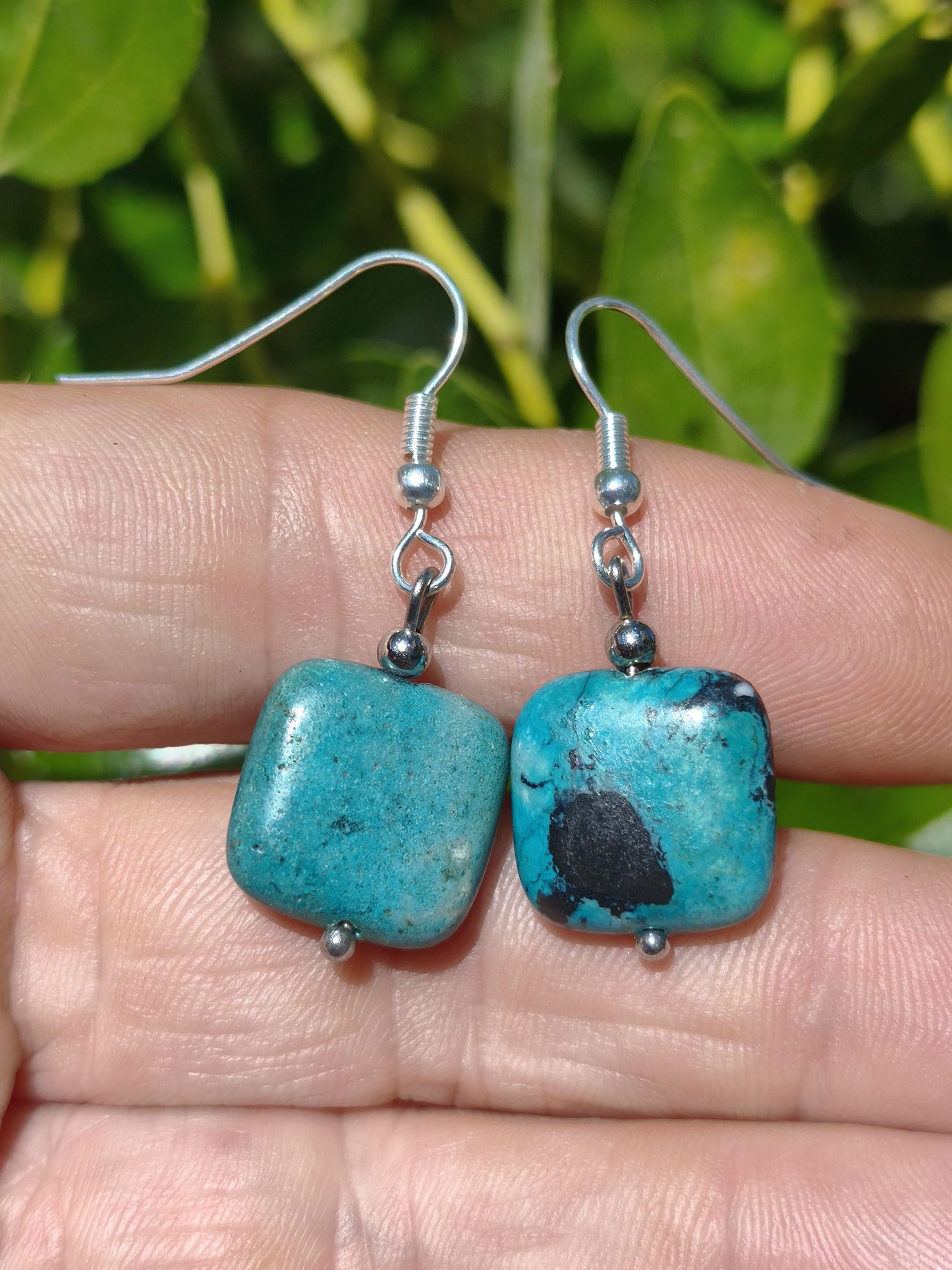 Variscite AAA ~ blaue Edelstein Ohrringe ~GOA ~Hippie ~Boho ~Ethno ~Nature ~Heilstein ~Natur ~Ohrhänger ~Edelstahl ~Rarität