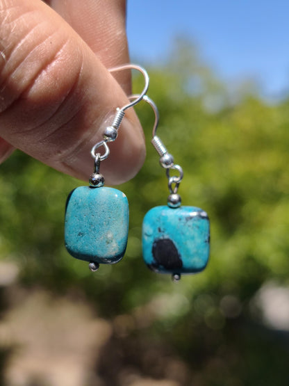 Variscite AAA ~ blaue Edelstein Ohrringe ~GOA ~Hippie ~Boho ~Ethno ~Nature ~Heilstein ~Natur ~Ohrhänger ~Edelstahl ~Rarität