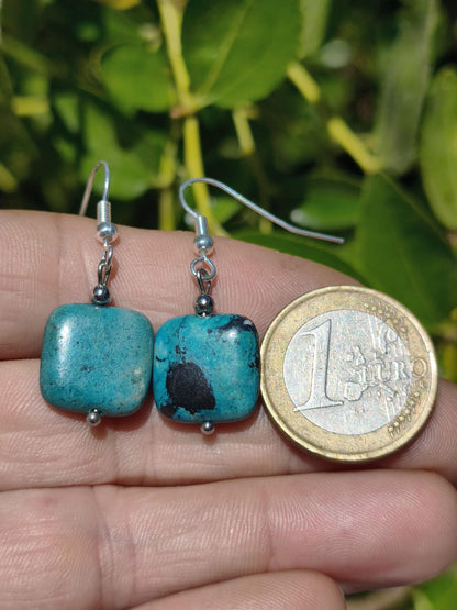 Variscite AAA ~ blaue Edelstein Ohrringe ~GOA ~Hippie ~Boho ~Ethno ~Nature ~Heilstein ~Natur ~Ohrhänger ~Edelstahl ~Rarität