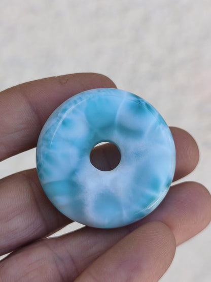 Larimar AAA Kette Donut Edelstein Sammler Rarität blau Meer Fraktale Muster Natur Frau Mann Geschenk Er Sie Besonders Rar Traumhaft Anhänger