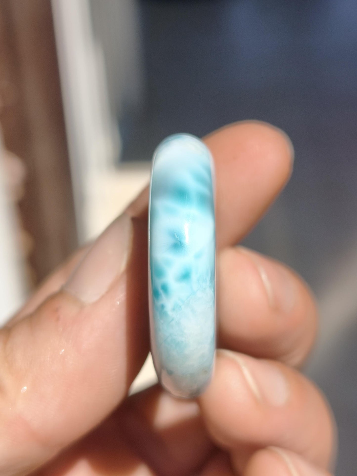 Larimar AAA Kette Donut Edelstein Sammler Rarität blau Meer Fraktale Muster Natur Frau Mann Geschenk Er Sie Besonders Rar Traumhaft Anhänger