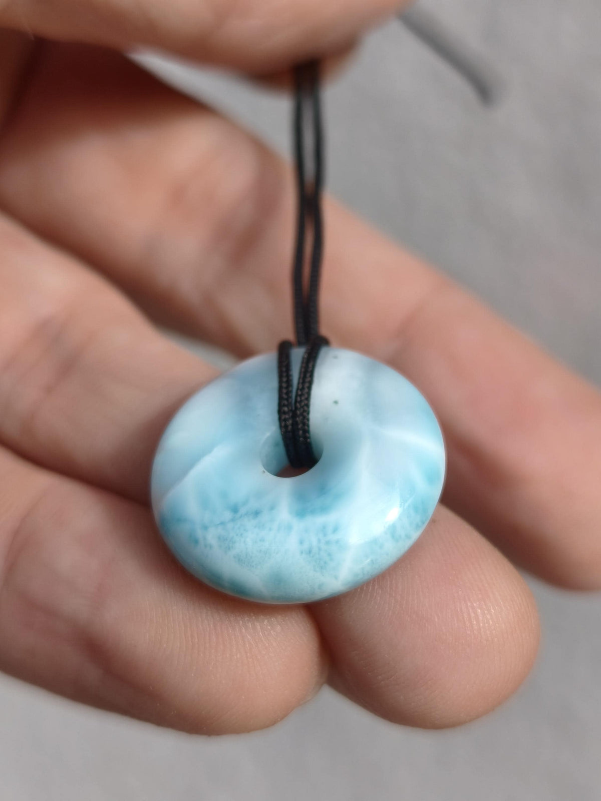 AAA Larimar Protection Donut Gemstone Necklace Blue Healing Stone Rarity Natural Woman Gift Man Woman He She Energy Power Luck
