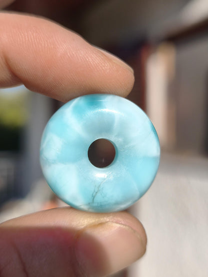AAA Larimar Schutz Donut Edelstein Kette blau Heilstein Rarität Natur Frau Geschenk Mann Frau Er Sie Energie Kraft Glück