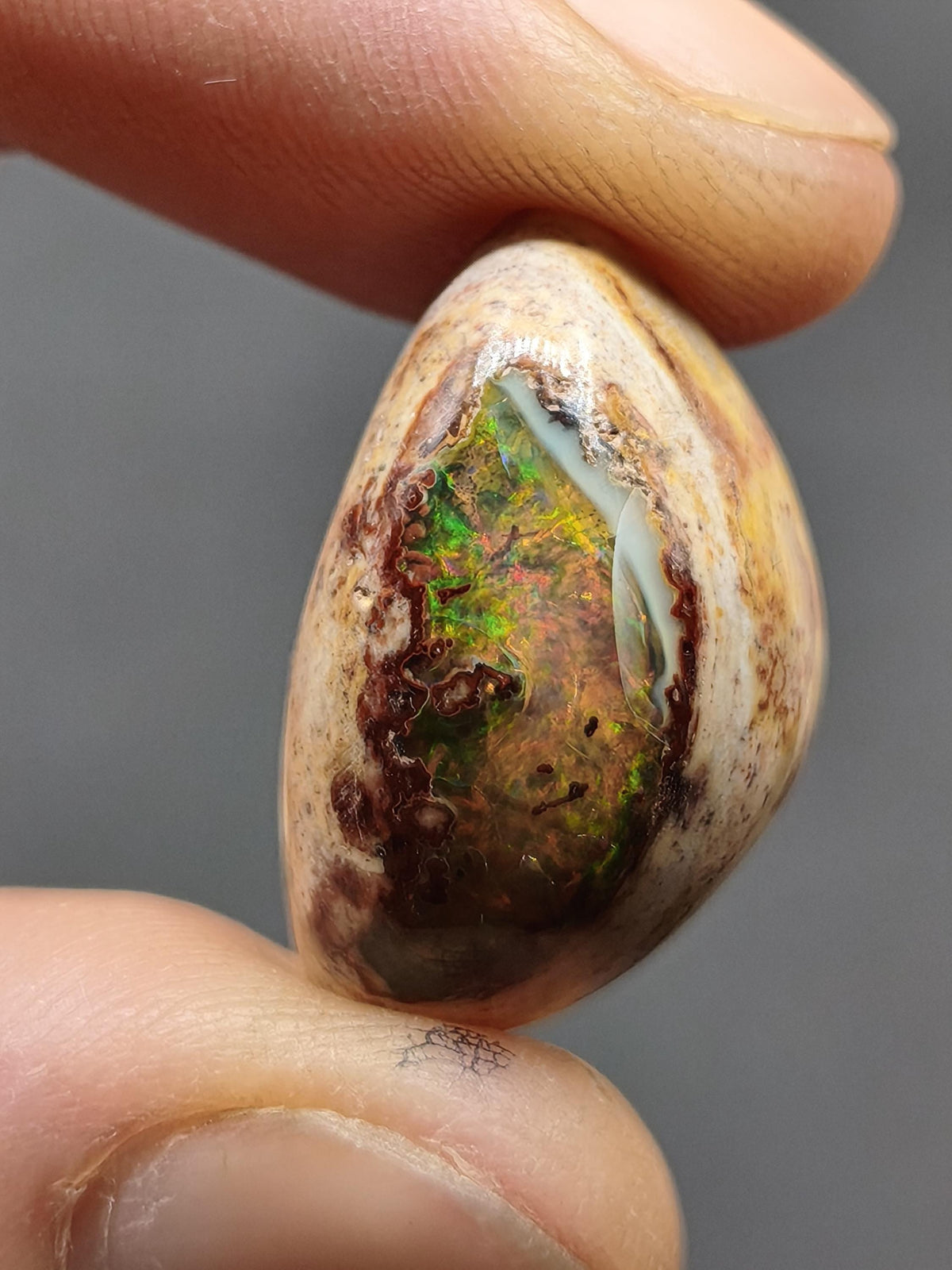 Feuer Opal Mexiko Cantera AAA Sammlerstein Mineralien Kristalle Kollektion Cabochon natürlich Heilstein Rarität Muster Selten Bunt Traumhaft