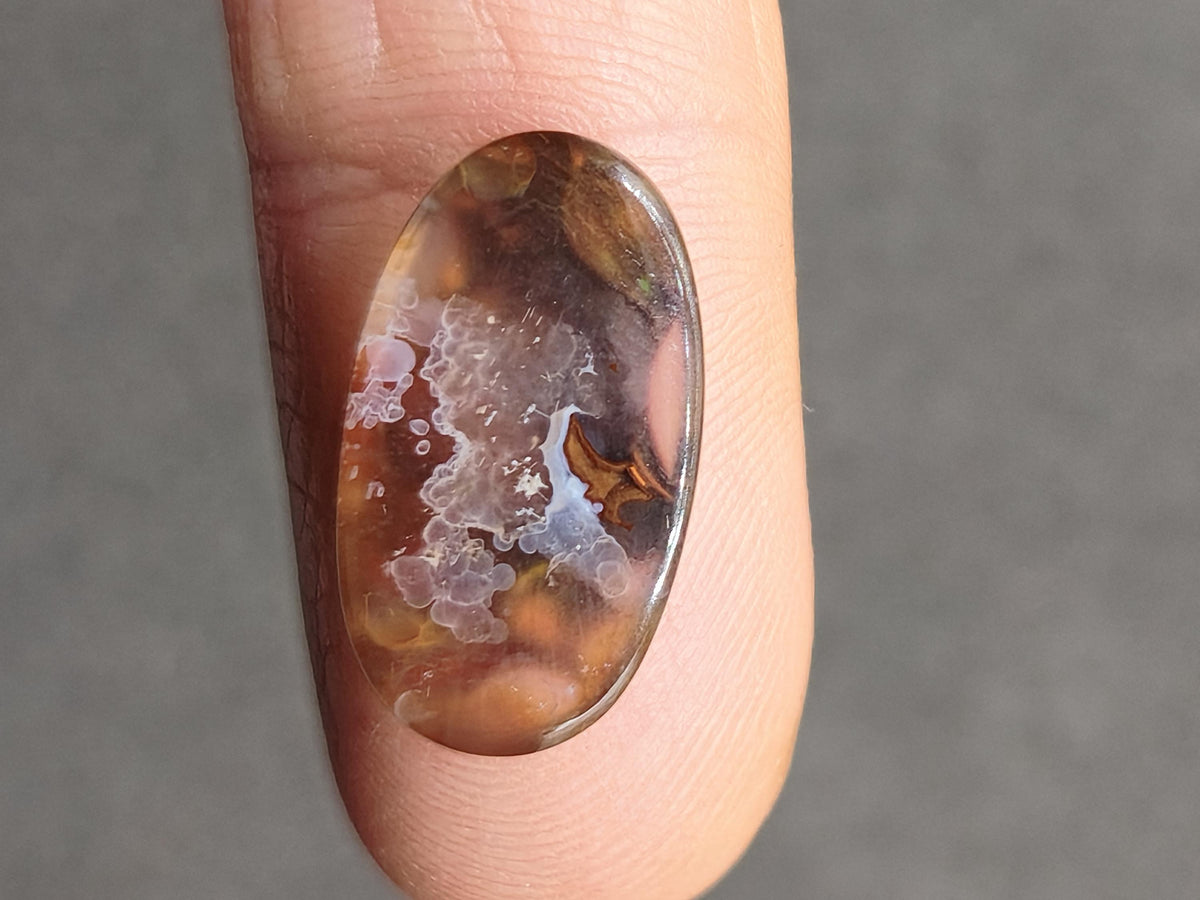 Feuer Acha Mexiko opalisierend AAA Sammlerstein Mineralien Kristalle Kollektion Cabochon natürlich Heilstein Rarität Muster Selten