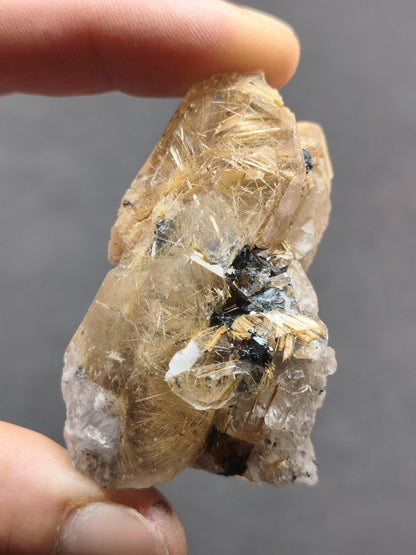 Rutilquarz gold roh Sammler Stufe Kristall Rarität ~ Edelstein Deko Heilstein Mineral Kollektion Energie Natur besonders Geschenk