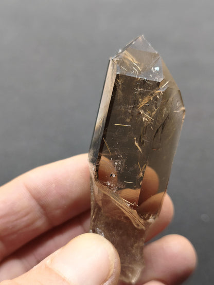 Rauchquarz mit Rutil gold roh Sammler Stufe Kristall Rarität ~ Edelstein Deko Heilstein Mineral Kollektion Energie Natur