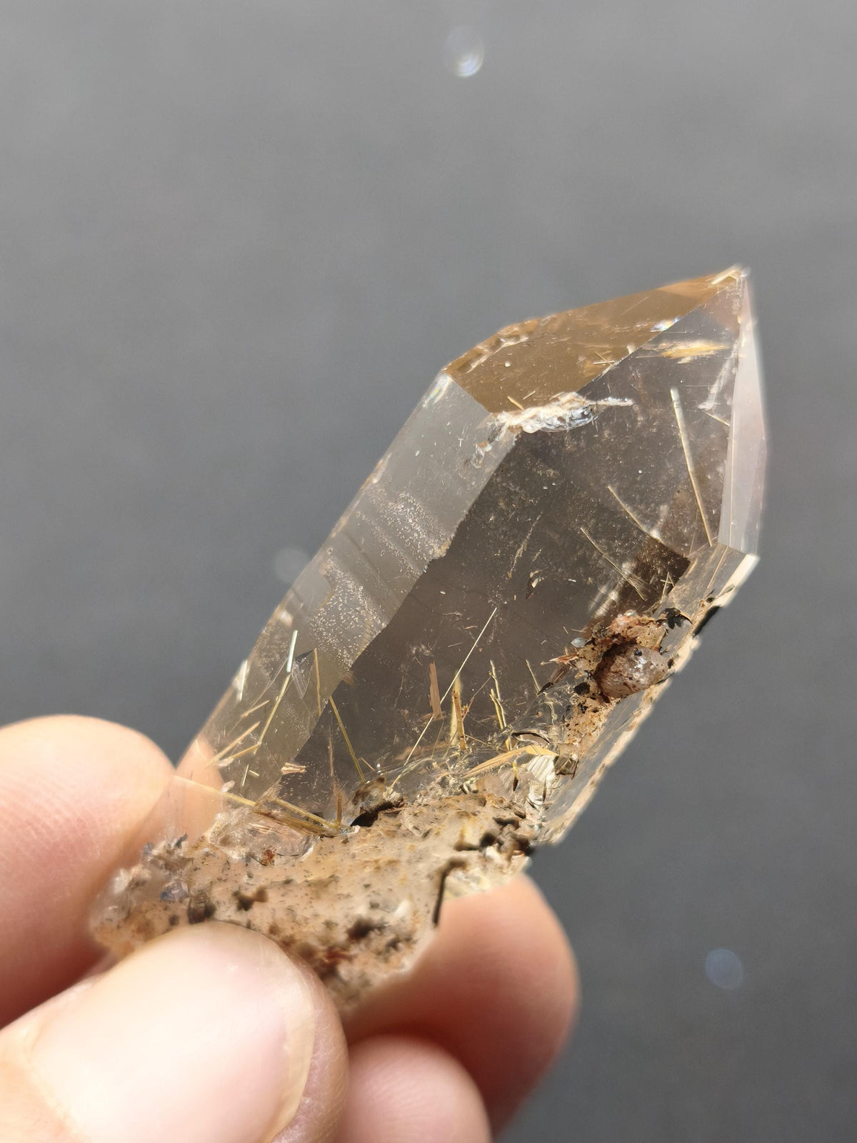 Rauchquarz mit Rutil gold roh Sammler Stufe Kristall Rarität ~ Edelstein Deko Heilstein Mineral Kollektion Energie Natur