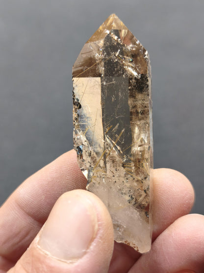 Rauchquarz mit Rutil gold roh Sammler Stufe Kristall Rarität ~ Edelstein Deko Heilstein Mineral Kollektion Energie Natur