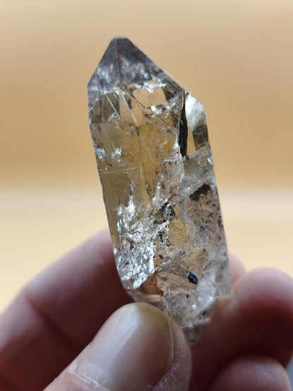 Rauchquarz mit Rutil gold roh Sammler Stufe Kristall Rarität ~ Edelstein Deko Heilstein Mineral Kollektion Energie Natur