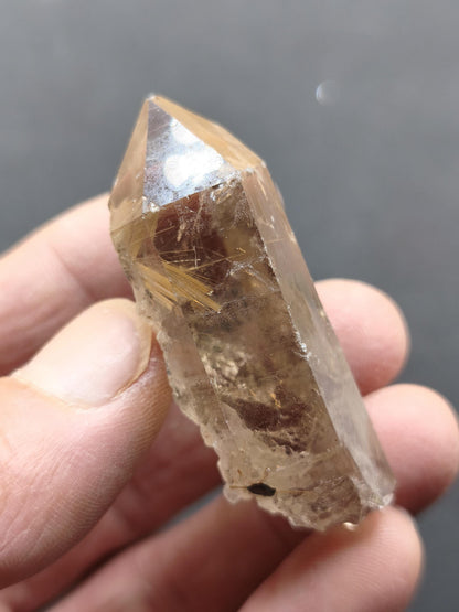 Rauchquarz mit Rutil gold roh Sammler Stufe Kristall Rarität ~ Edelstein Deko Heilstein Mineral Kollektion Energie Natur