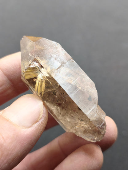Rauchquarz mit Rutil gold roh Sammler Stufe Kristall Rarität ~ Edelstein Deko Heilstein Mineral Kollektion Energie Natur