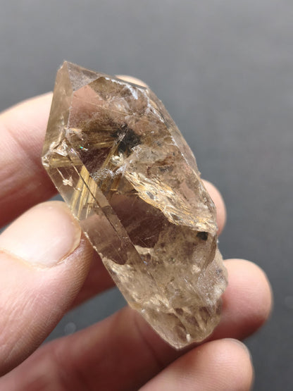 Rauchquarz mit Rutil gold roh Sammler Stufe Kristall Rarität ~ Edelstein Deko Heilstein Mineral Kollektion Energie Natur