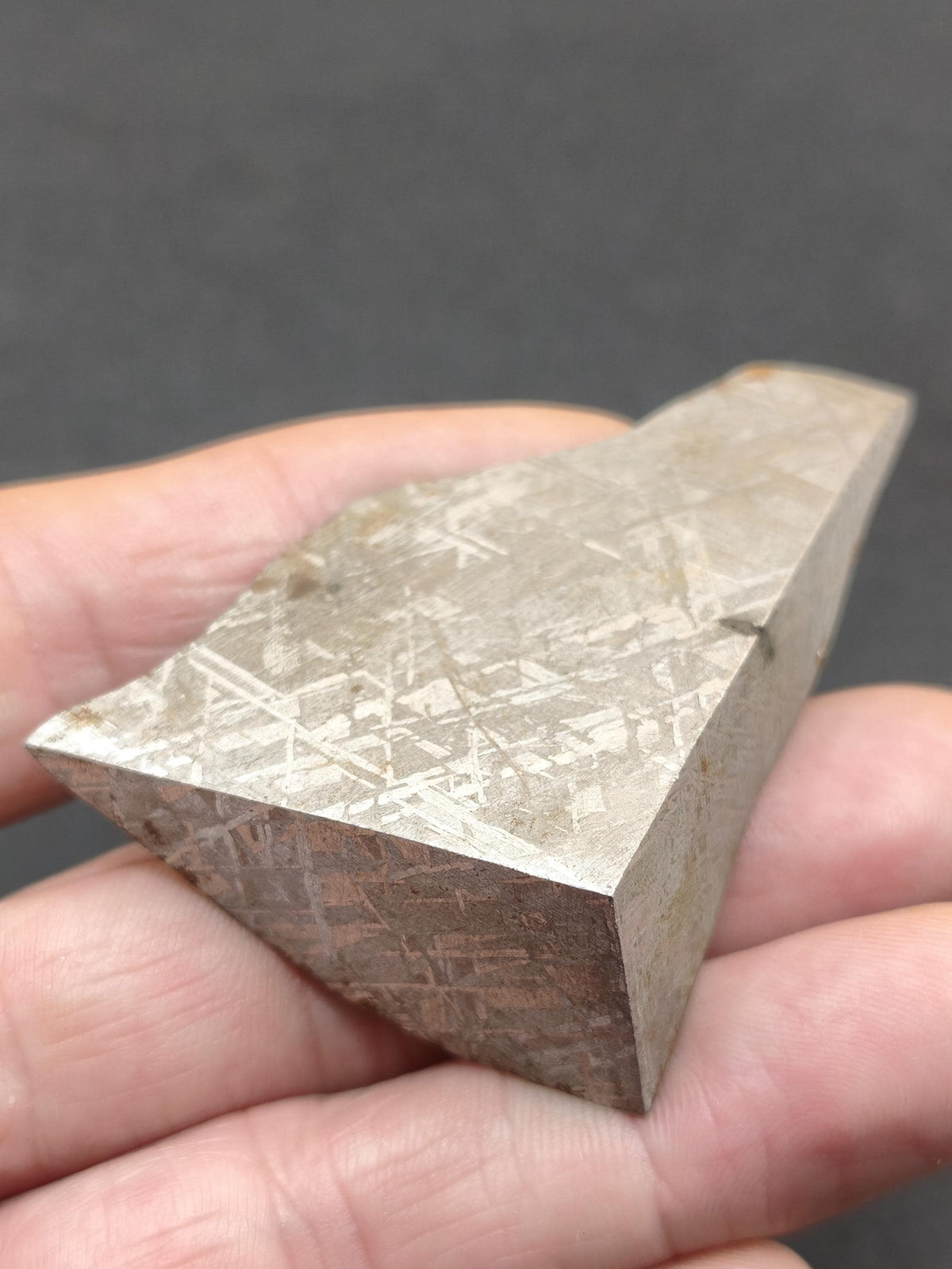 Gibeon Meteorit Namibia | Eisenmeteorit mit Widmanstätten-Struktur | Geätzter Meteoriten-Anschnitt Sammler Mineralien Kristalle Selten