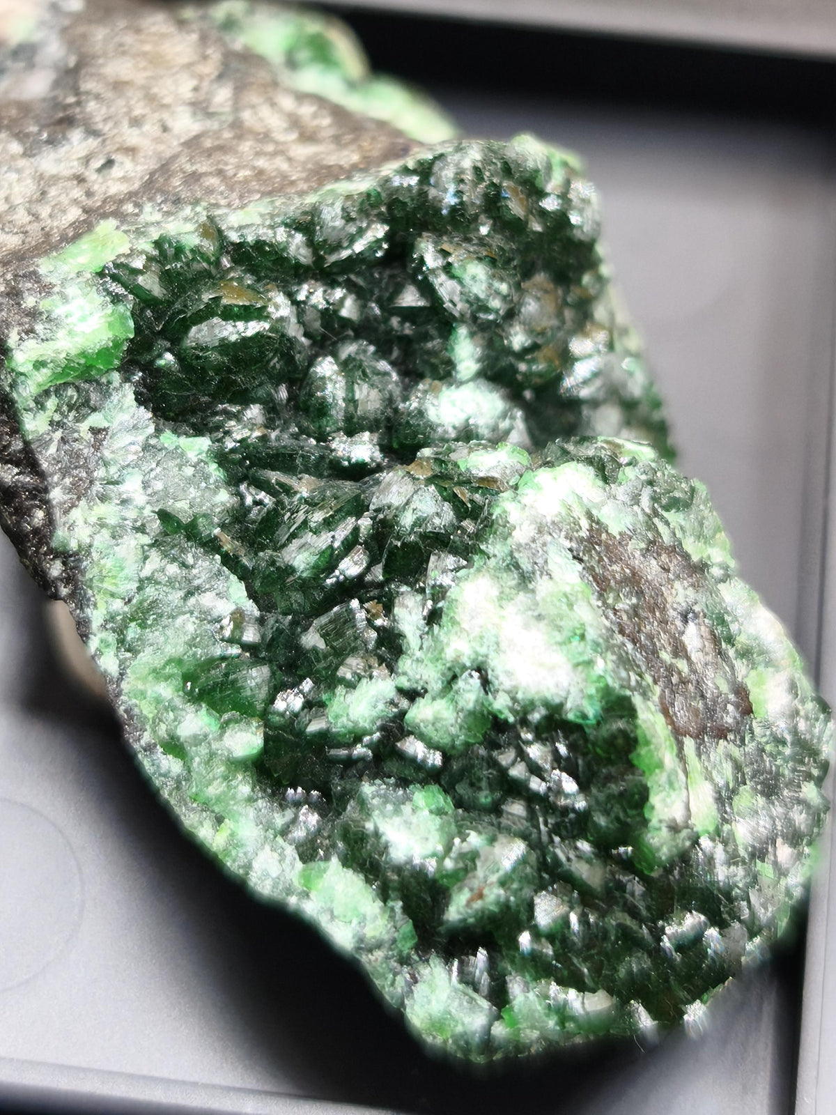 Cuproadamit Kristallstufe Tsumeb Namibia 40 mm | Tiefgrüne Kristalle Zincolivenit  Seltenes Sammlermineral Rarität Sammler roh Stufe Edelst