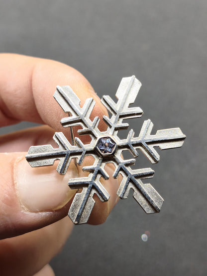 Montana Saphir Vintage Schneeflocken Brosche 925 Silber mit Montana Saphir blau Eiskristall Schmuck Brosche & Anhänger Geometrie Rarität