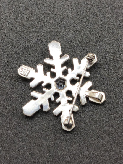 Montana Saphir Vintage Schneeflocken Brosche 925 Silber mit Montana Saphir blau Eiskristall Schmuck Brosche & Anhänger Geometrie Rarität