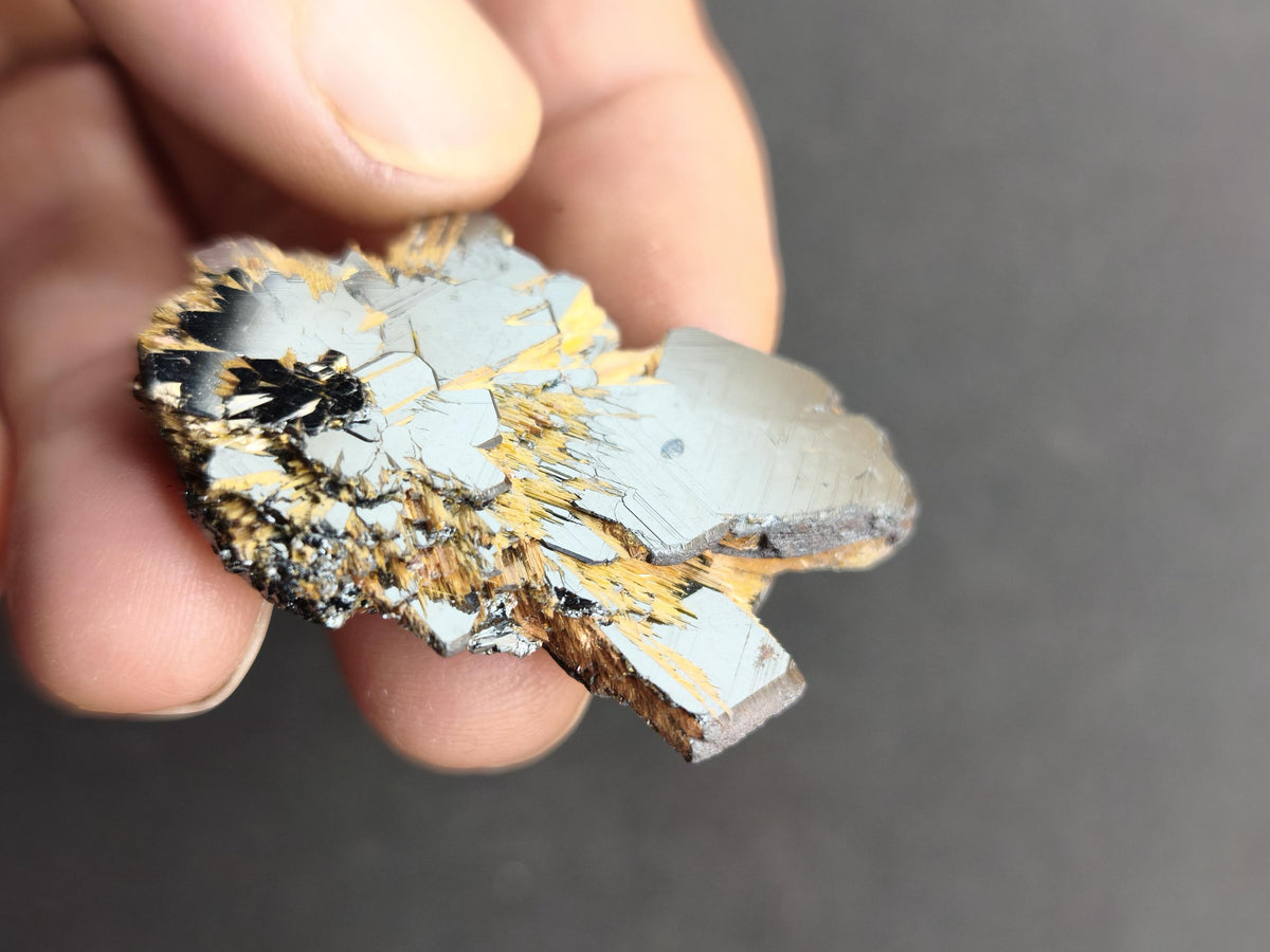 Rutil Hämatit Kristall Stufe 42 mm Brasilien AAA | Goldene Rutilsterne auf schwarzem Hämatit | Natürliche Edelsteine Sammler Mineralien Deko