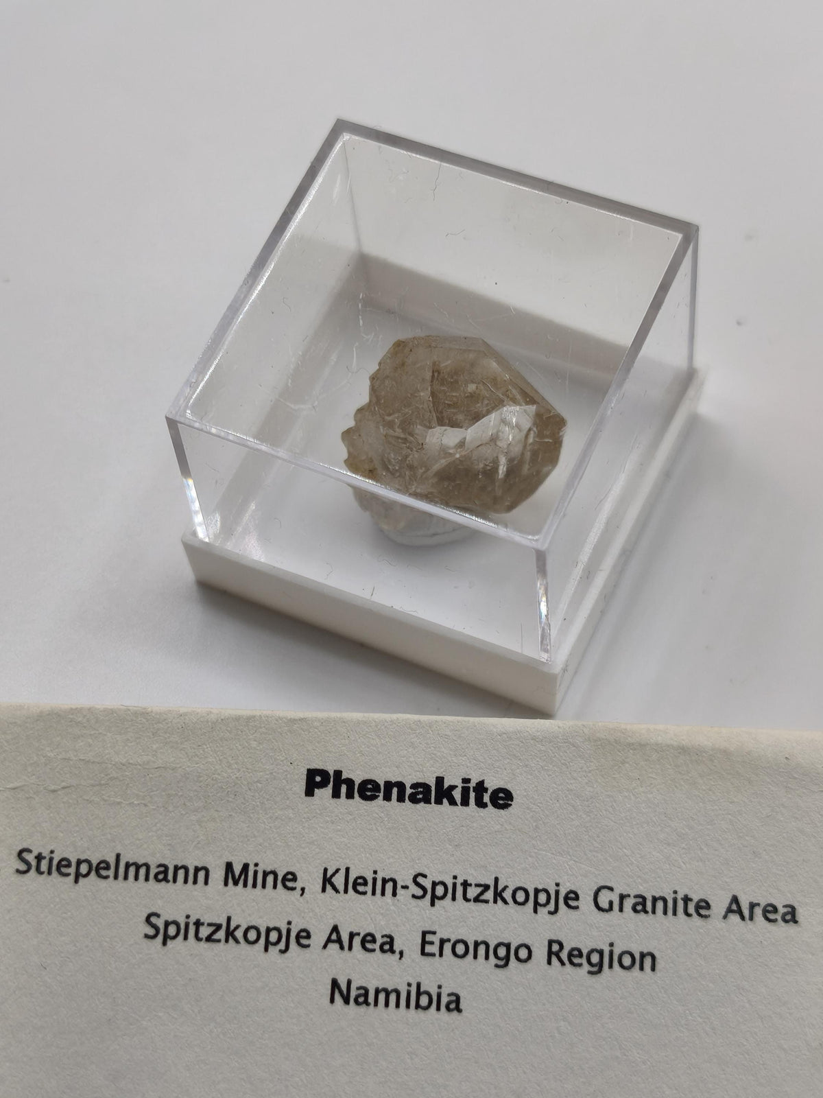 12ct Phenakit Kristall aus Namibia | Stiepelmann Mine Erongo | Klarer natürlicher Rohkristall | Seltenes Sammler Mineral Heilstein Rarität