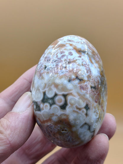 8 veines Jaspe Océan orbiculaire jaune rouge blanc - Œuf en pierre précieuse sphère pierre de guérison naturelle déco cristal cadeau lui elle homme femme maison intérieur rare