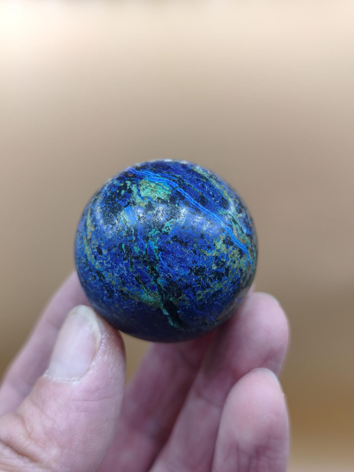 Sphère d'azurite, de malachite et de chrysocolle, cristaux bleus, pierre naturelle, pierre précieuse, sphère décorative, décoration intérieure, méditation, pierre de guérison, rareté, collection, minéraux, pièce unique