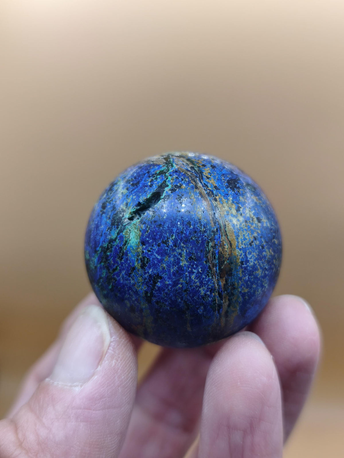 Sphère d'azurite, de malachite et de chrysocolle, cristaux bleus, pierre naturelle, pierre précieuse, sphère décorative, décoration intérieure, méditation, pierre de guérison, rareté, collection, minéraux, pièce unique
