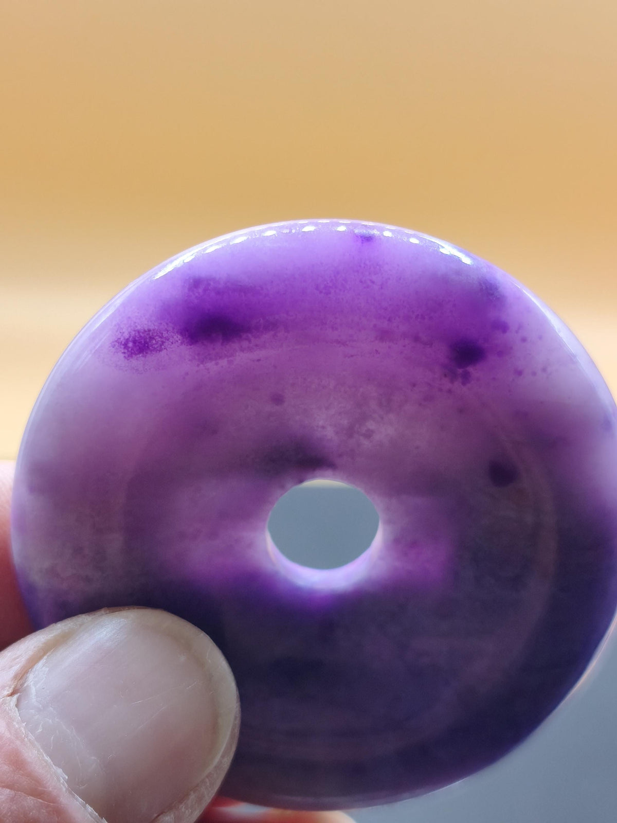 Collier en Sugilite Gel AAAAA, vintage années 90, donut précieux 50 mm, pierre fine, cristal, minéral, rare, rareté, collection, violet, cadeau, mariage, pièce de musée