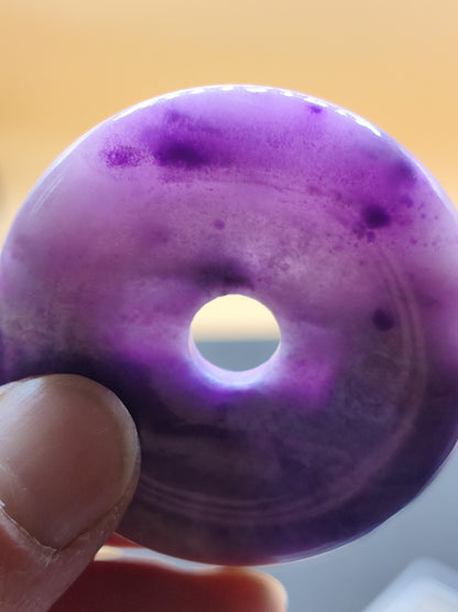 Collier en Sugilite Gel AAAAA, vintage années 90, donut précieux 50 mm, pierre fine, cristal, minéral, rare, rareté, collection, violet, cadeau, mariage, pièce de musée