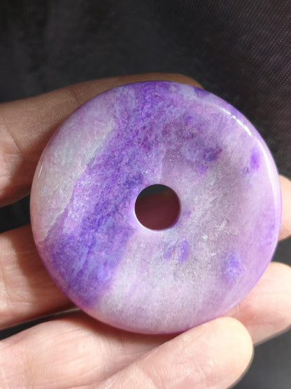 Collier en Sugilite Gel AAAAA, vintage années 90, donut précieux 50 mm, pierre fine, cristal, minéral, rare, rareté, collection, violet, cadeau, mariage, pièce de musée