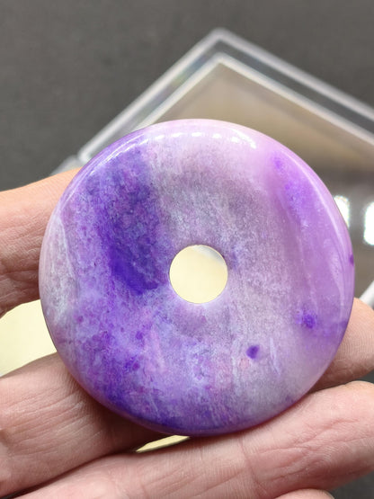 Collier en Sugilite Gel AAAAA, vintage années 90, donut précieux 50 mm, pierre fine, cristal, minéral, rare, rareté, collection, violet, cadeau, mariage, pièce de musée