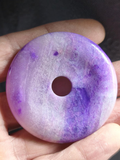 Collier en Sugilite Gel AAAAA, vintage années 90, donut précieux 50 mm, pierre fine, cristal, minéral, rare, rareté, collection, violet, cadeau, mariage, pièce de musée