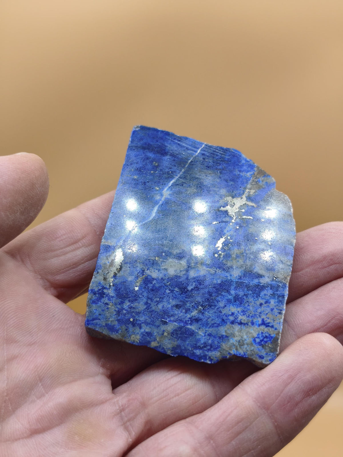 LapisLazuli Scheibe Edelstein blau Stufe Anschliff Deko Platte Kristall Vintage Meditation Heilstein Frau Mann Geschenk Er Sie Haus Energie