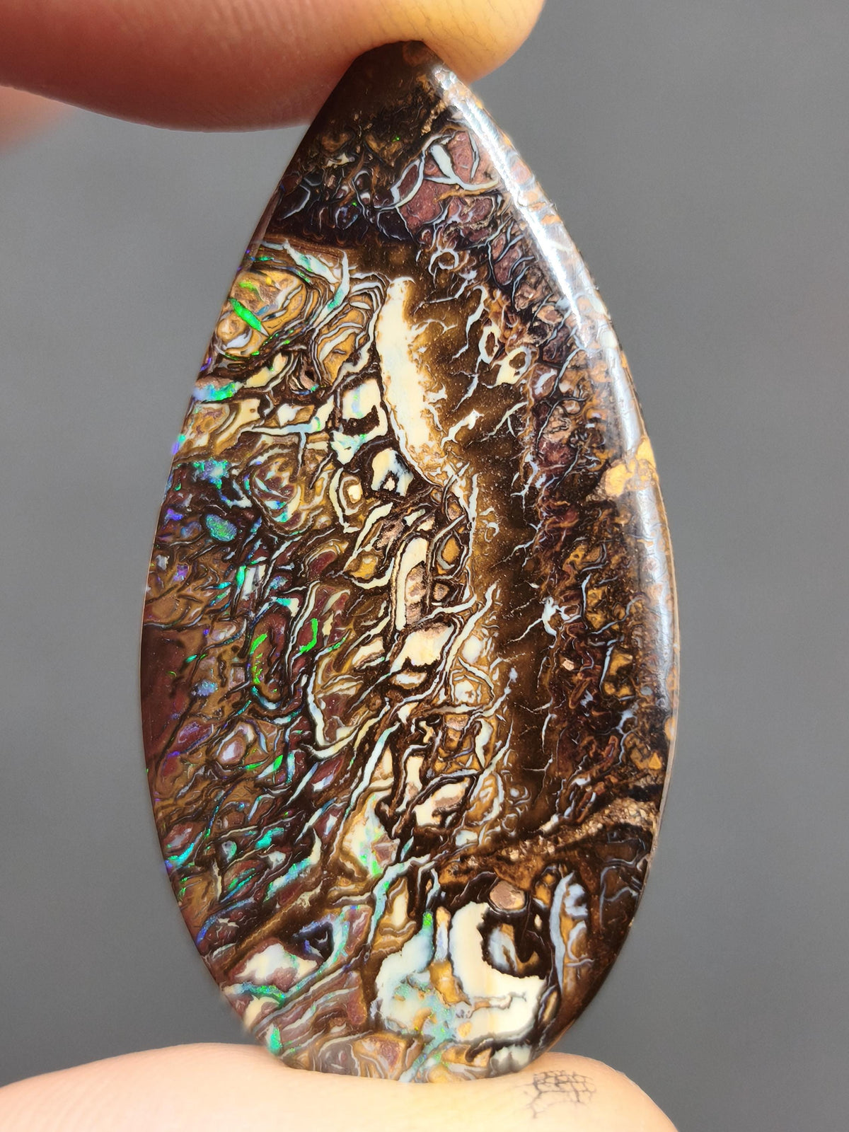 Boulder Opal AAA Sammlerstein Mineralien Kristalle Cabochon natürlich Heilstein Rarität Muster Australien Queensland