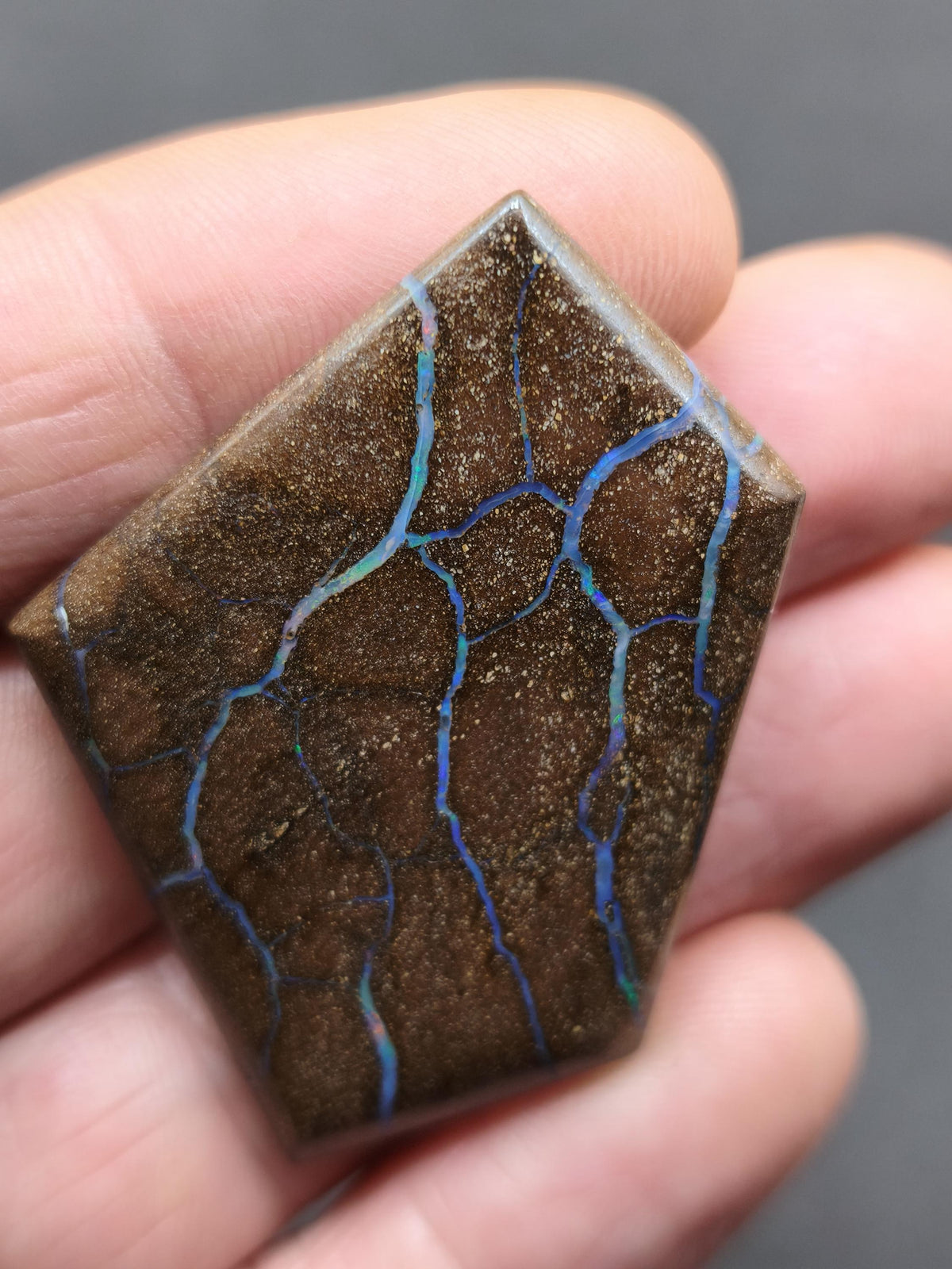 Boulder Opal AAA Sammlerstein Mineralien Kristalle Cabochon natürlich Heilstein Rarität Muster Australien Queensland