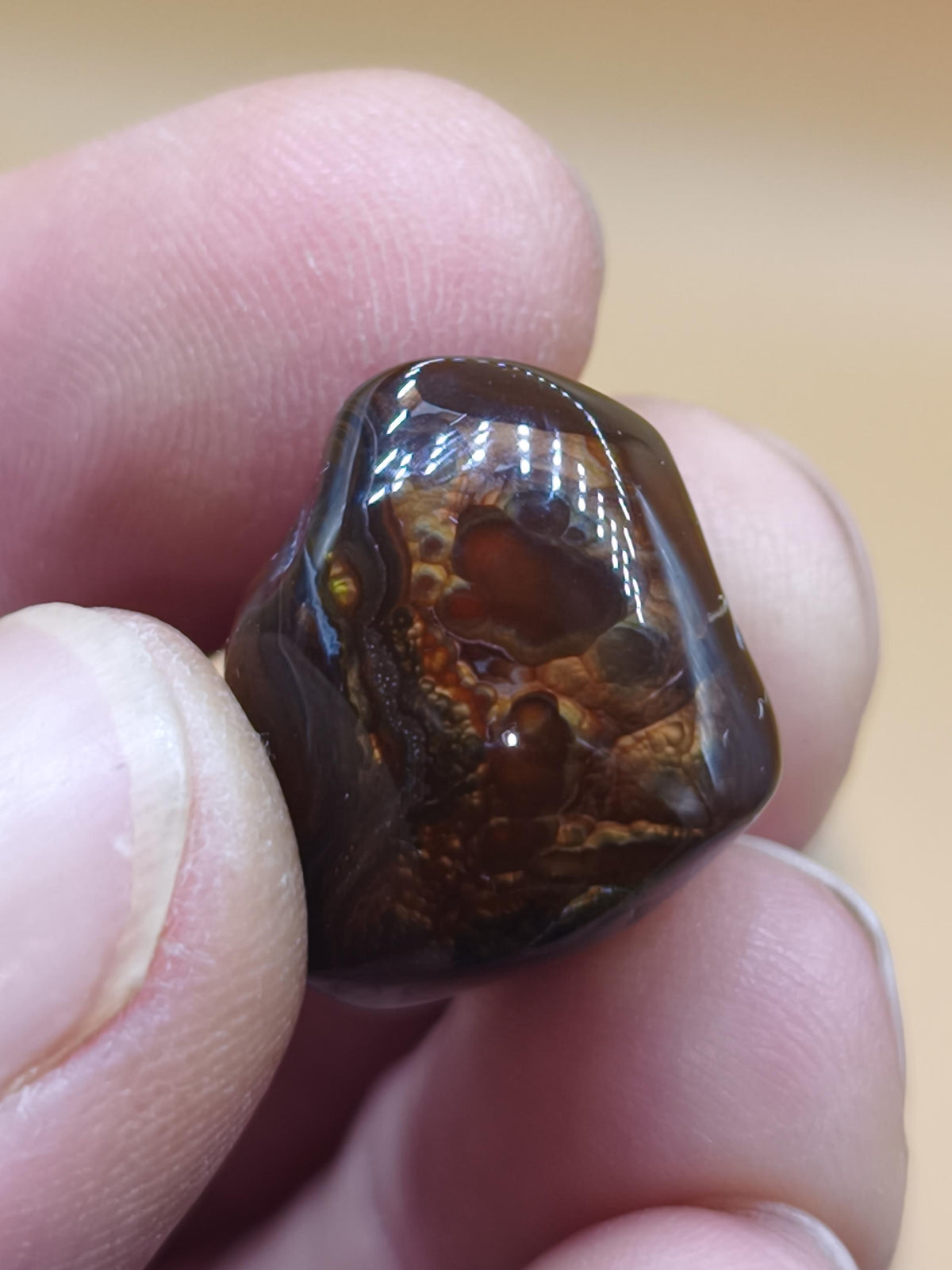 Feuer Acha Mexiko opalisierend AAA Sammlerstein Mineralien Kristalle Kollektion natürlich Heilstein Rarität Muster Selten