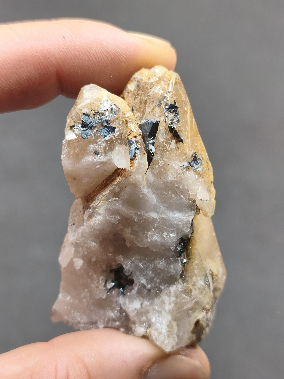 Rutilquarz gold roh Sammler Stufe Kristall Rarität ~ Edelstein Deko Heilstein Mineral Kollektion Energie Natur besonders Geschenk